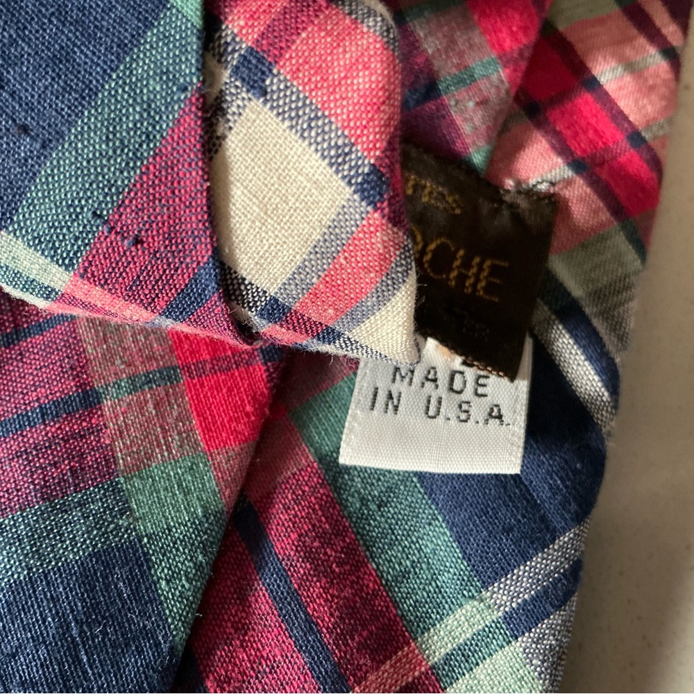 Vintage Guy Laroche Cravate cotton tartan madras neck tie made in USA - Picture 5 of 7